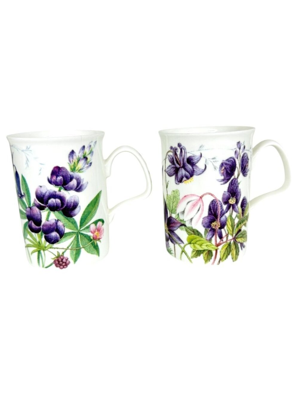 Set Of 2 Roy Kirkham Fine Bone China Mugs Countryside Coffee Cup 10 OZ Purple